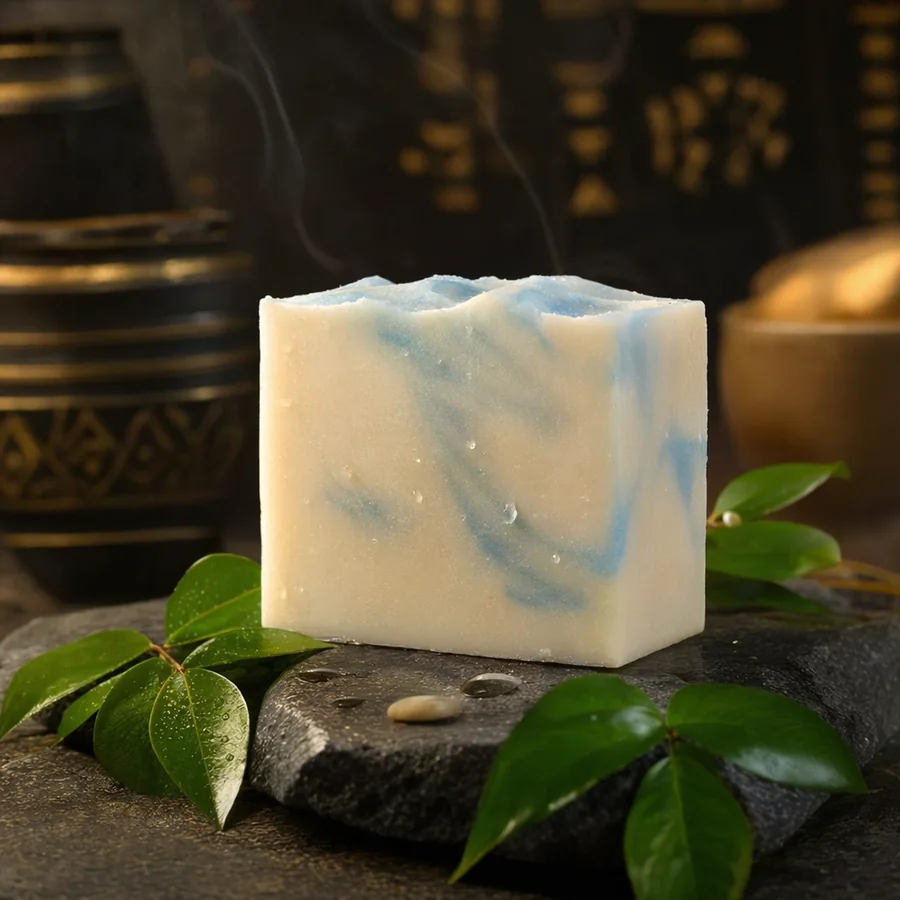 Savon de purification spirituelle blanc ivoire et bleu pâle